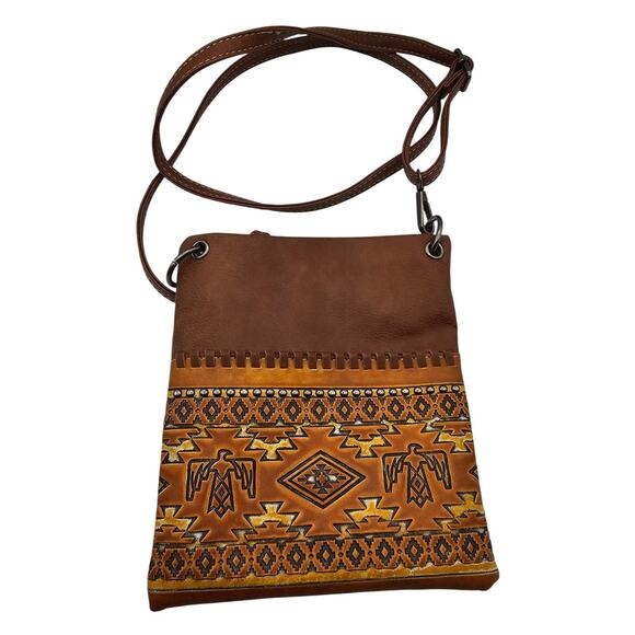 American Bling Womens Small Crossbody Nag Brown Aztec Western Print Brown - Picture 1 of 6